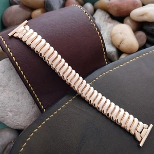 16mm 18mm 19mm 12k Rose Gold-Fill Short Expansion Unused 50s Vintage Watch Band - Picture 1 of 6