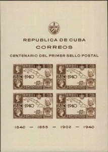 sCUBA Sc# C33  100th ANNIVERSARY of 1st POSTAGE STAMP Mini-Sheet  1940 MH - Picture 1 of 1