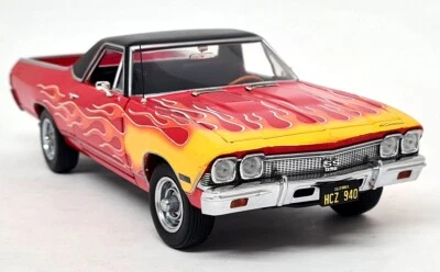 1st Gear 1/25 - Chevrolet el Camino 1968 Red With Flames Diecast Scale Model Car - Image 1 of 4