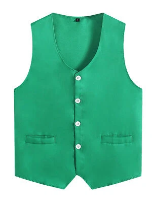 Mens Womens Vest Solid Color Top Casual Waistcoat Quick Dry Uniform Bartender - Image 1 of 4