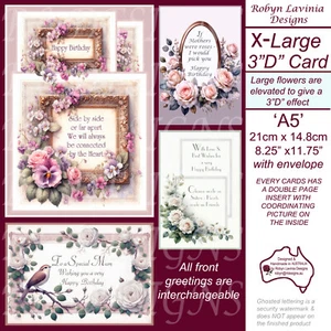 EXTRA LARGE (A5) Deluxe 3D BIRTHDAY Card MOTHER, FEMALE, FRIEND - Aus HANDMADE - Picture 1 of 14
