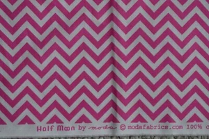 Moda fabric zig zag chevron Half Moon pink, white by the yard - Picture 1 of 2