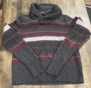 Banana Republic Wool Blend Gray Striped Sweater Mens Size small gray crowl neck - Picture 1 of 5
