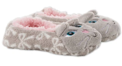 C&A PALOMINO Mädchen Hausschuhe Ballerinas grau rosa Kätzchen weich & warm NEU mit Etikett