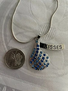 Blue CZ Encrusted Hershey Kiss Pendant 20" Necklace - Picture 1 of 3