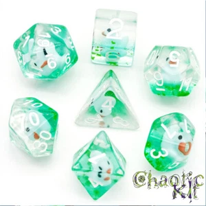 Rubber Duck Dice. Green DND Polyhedral set. Fun, Gift, Christmas Secret Santa. - Picture 1 of 5