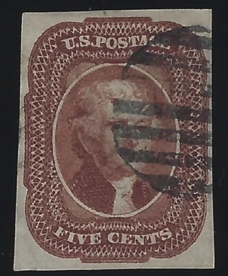 US Scott # 12 - Crowe Graded VF / XF 85 - Black Circular Grid Cancel        (P7) - Image 1 of 3
