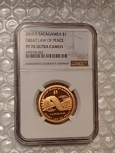 USA 1 Dollar, Hiawatha Belt 2010 S, Sacagawea, Great Law Of Peace, NGC PF 70... - Picture 1 of 11
