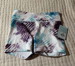 DSG Girls Bike Shorts COMPRESSION Size Large NEW TAGS Tie Dye Blue White Purple - Picture 1 of 3