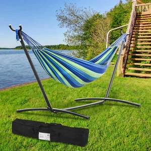 Hamaca con soporte 9 ft acero resistente soporte hamaca portátil con estuche de transporte - Imagen 1 de 9