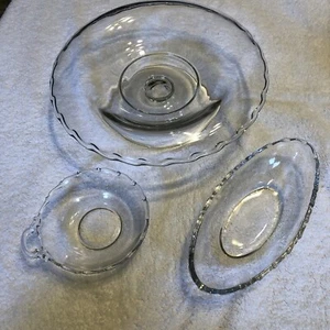 Fostoria Century X Inch Rolled Ruffled Edge Oval Relish Bon Bon Nappy 3 PCs - Picture 1 of 13