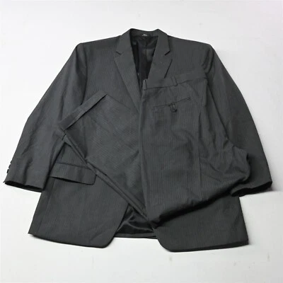 Haggar 44R 36x29 Gray Stripe Suit Up System Mens Sport Coat Jacket Pants Suit - Image 1 of 4