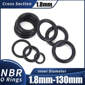 O-Rings NBR Nitrile Rubber 1.8-130mm ID Oil Resistant Seals 1.8mm Cross Section  - Picture 1 of 16