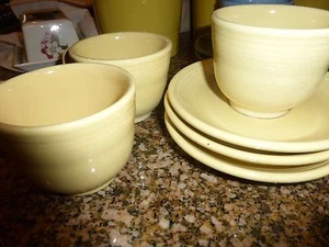 3 FIESTA WARE LIGHT YELLOW CUPS & SAUCERS - Picture 1 of 1