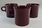 (3) Fiesta Cinnabar Maroon Tom Jerry Coffee Cup Mugs O Ring Handle HLC Retired