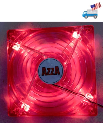 NEW AZZA 140mm RED LED Gaming PC Case Cooling Fan + Silver Grill/Guard, 4-Screws - Image 1 of 4