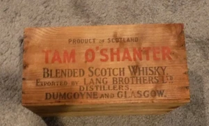 Tam O'Shanter Blended Scotch Whisky WOODEN BOX shipping container CRATE - Picture 1 of 8
