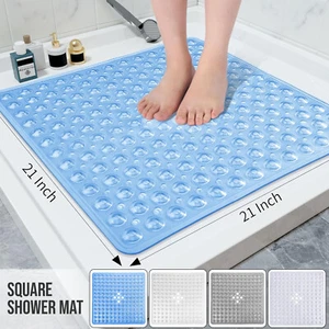Non Slip Bath Mat Square Shower Mat 53 x 53 cm Anti-Mold Rubber Strong Suction - Picture 1 of 38