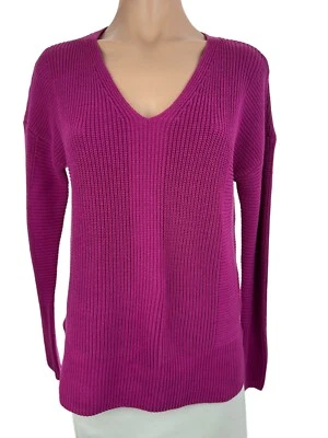 Rachel Zoe Sz M Purple Pullover Knit Sweater V-Neck 3/4 Sleeve Cotton/Polyester - Image 1 of 4