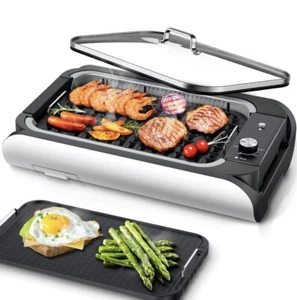 Elektrischer Tischgrill Rauchfreier Elektrogrill,Mit Glassdeckel, 1000W E-grill - Bild 1 von 7