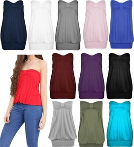 Top da donna fascia boobtube nodo anteriore top senza maniche top casual per donna UK - Foto 1 di 13