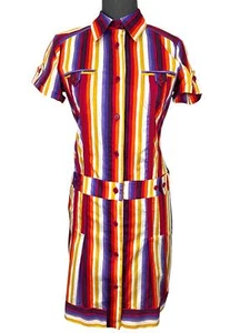 ETRO Striped Cotton Belted Shirt Dress Size 40 NEW - Picture 1 of 5
