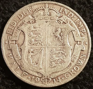 1914 George V .925 Silver Half Crown Coin Lot F6 - Picture 1 of 2