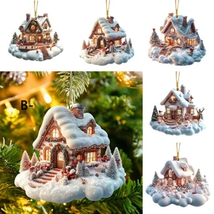 Acrylic Christmas Ornament Winter Snow House Holiday Charming  for Indoor - Picture 1 of 14