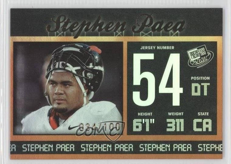 2011 Press Pass Gold Reflectors /100 Stephen Paea #34 Rookie RC - Image 1 of 2