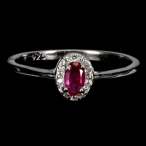 Black Friday Sterling Silver Ring Oval Ruby 5x3mm Natural Gem Jewelry Size 8 - Picture 1 of 13