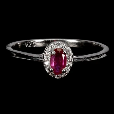Black Friday Sterling Silver Ring Oval Ruby 5x3mm Natural Gem Jewelry Size 8 - Image 1 of 4