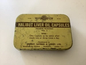 Vintage Heilbutt Leberöl Dose Wright Layman & Lymney London - Bild 1 von 7