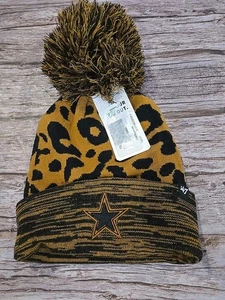'47 Marca NFL Dallas Cowboys Estampado Leopardo Logo Estrella Tejido Pom Gorro, NUEVO (226) - Imagen 1 de 5