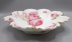 Haviland Low Serving Bowl - Large Deep Pink Roses - H4073v - Portia Blank - Picture 1 of 6