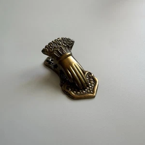 Vintage Brass Hand 3.5" Stationery Paperclip Letter Holder Wall Hanging Decor - Picture 1 of 11