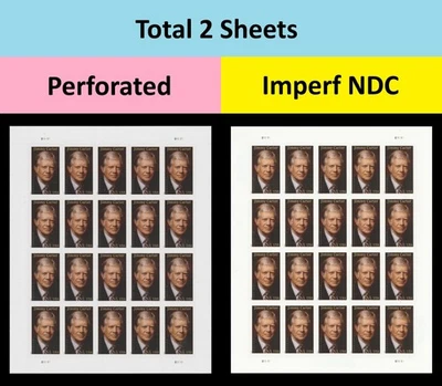 US 6043 6043a Jimmy Carter F imperf NDC sheet set 2 MNH 2025 - Image 1 of 3