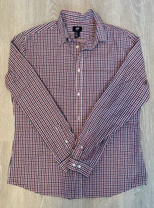 H&M Red/Blue Plaid Long Sleeve Button-Up Collared Shirt Men's XL Slim Fit - Picture 1 of 10