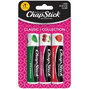 Classic Lip Balm 3Pk Non-Tinted Cherry/Strawberry/Spearmint 0.15Oz - Picture 1 of 12