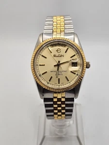 Vintage 80s Elgin Presidential Analog DayDate Two-tone Men Watch Champagne Dial  - Picture 1 of 20