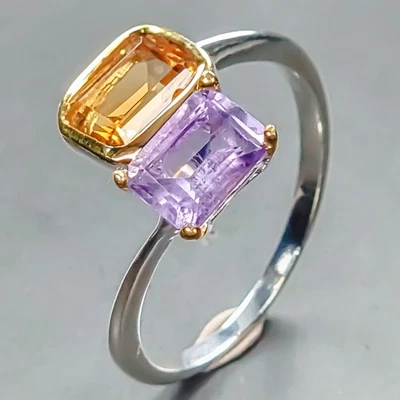 Anillo Joyería Anillo Citrino Natural Plata de Ley 925 Talla 7.25/R446240 Foto 1 de 4