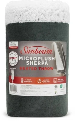 Sunbeam Microplush electric heated blanket, 4 Heat Settings, 4-Hour Auto shutoff - Image 1 of 2