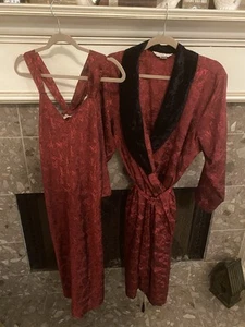 Vintage Peignoir Set Private Luxuries M Nachthemd Morgenmantel sexy rot Engel Cherubs - Bild 1 von 13