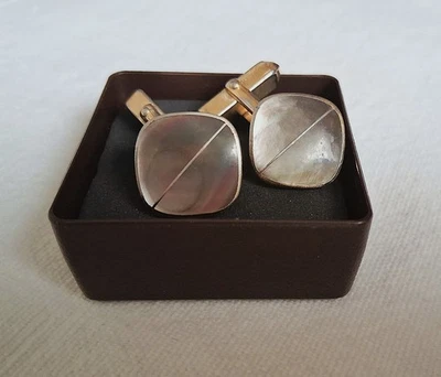 Vintage Manschettenknöpfe Perlmutt, vergoldet, 1,5 cm Durchmesser - Bild 1 von 2