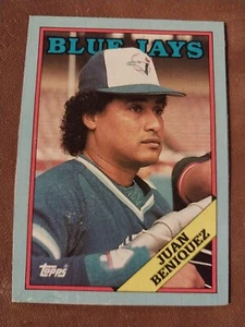 1988 Juan Beniquez Topps caja inferior tarjeta de béisbol #C Toronto Blue Jays - Imagen 1 de 2
