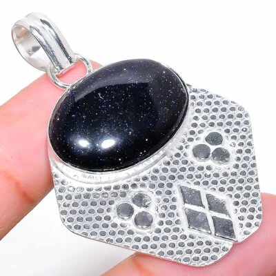 Colgante de joyería de plata de ley 925 con piedras preciosas hechas a mano de piedra solar púrpura 2,09" a790 Foto 1 de 4