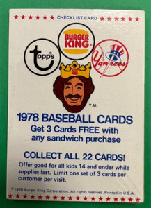 1978 TOPPS BURGER KING PACK WITH SPARKY LYLE SHOWING PLUS 2 MORE CARDS