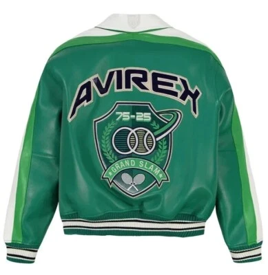 New Men’s Avirex Grand Slam Leather Varsity Jacket – Tennis-Inspired Style – NWT - Image 1 of 4