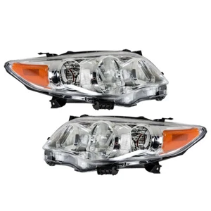 Headlights Left+Right For 2011 2012 2013 Toyota Corolla CE LE L Headlamps Chrome - Picture 1 of 8