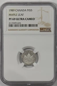 Canada 1989 5 Dollars platinum NGC Proof 69UC Maple leaf. 0.1oz platinum. 16992 - Picture 1 of 2