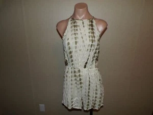 Emery Rose Romper Size Small Womens Green White Empire Waist Lightweight - Picture 1 of 9